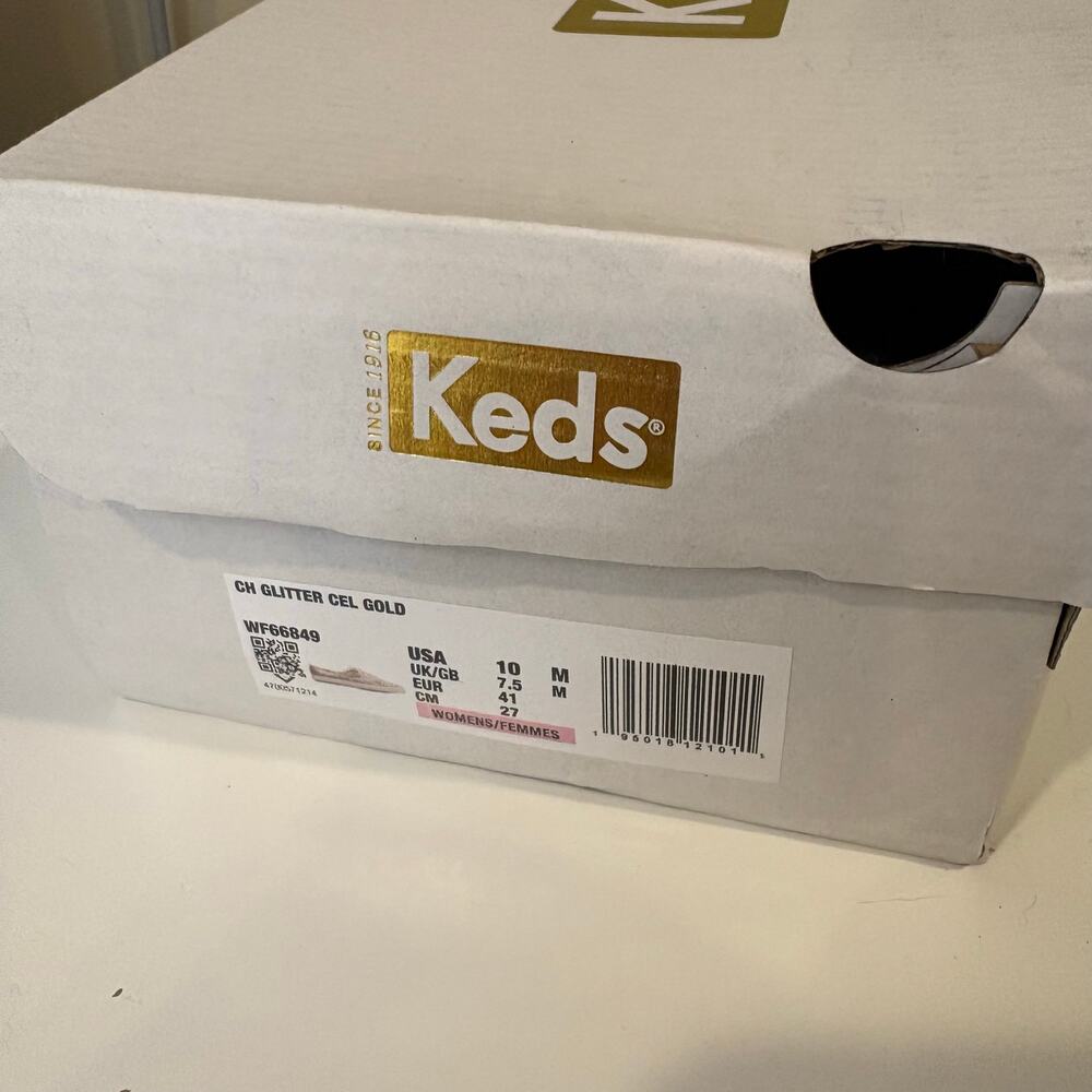 Keds Sparkly Gold Shoes Glitter Shimmer Formal Event Fun Summer Women's Size 10 - Picture 7 of 8